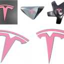 Logo Decal Overlay Stickers for Tesla Model 3 (2017 to 2023), Standard Wrap, 11-pc Set (Satin Pink)