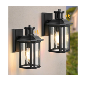 Pack of 1 Motion Sensor Outdoor Wall Light, Dusk to Dawn Porch Lights with 3 Adjustable Lighting Modes, Waterproof Exterior Light Fixture Wall Mount, Black Outside Lights for House, Garage. 