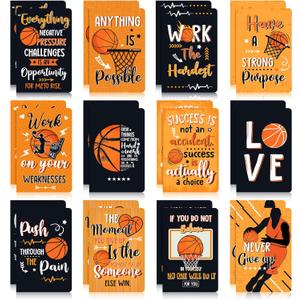 Sabary 24 Pieces Mini Basketball Inspirational Notepad Basketball Party Favor Small Memo Spiral Journal Notebook Pocket for Kid Teenager Classroom Birthday Party Supplies Sports Gift Bulk Prizes