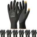 toolant Work Gloves Men Micro Foam Nitrile Coated, Breathable Nylon Safety Gloves with Stretchy Fit, Firm Grip & Touchscreen (Medium, Black)