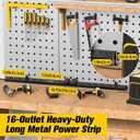 HHSOET 16 Outlet Long Power Strip, 10FT Heavy Duty Power Strip with 4800J Surge Protection, 20a Mountable Wide-Spaced Outlets for Home, Office, Garage & Workshop - ETL Certified (Black)