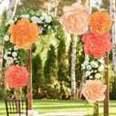 Aneco 6 Pieces Large Paper Artificial Flowers 3D Crepe Tissue Flower Wall Decor for Wedding Birthday Bachelorette Bridal Shower Backdrop Table Centerpieces Party Supplies, Peach Pink, Ivory