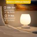 Cordless Bedside Lamp, Portable Rechargeable Table Lamps for Bedroom for Night Stands, Touch Stepless Dimmable Desk Lamp, Warm LED Bulb, Round Shape, 1 Set, White