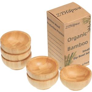Dipping Bowls Set, Small Bamboo Pinch Bowls for Soy Sauce/Condiment/Snacks, Mini Serving Bowls for Charcuterie Board for BBQ/Entertaining, 1.4 oz Bamboo Wooden Ramekins