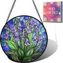 Purple Iris Flower Acrylic Suncatcher Sun Catchers Indoor Window Gifts 6.3"