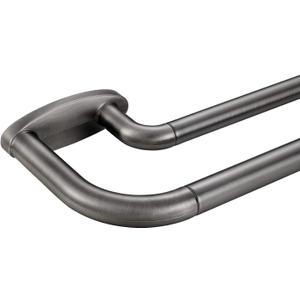 Double Curtain Rods Matte Brushed Grey,Room Darkening Drapery Rod 28-48 Inches,Adjustable 3/4 Inches Front and 5/8 Inches Back Quality Metal Rod for Window,Wrap Around Design
