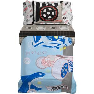 Franco Hot Wheels Kids Bedding Super Soft Premium Organic Cotton Duvet Cover with Sham, 2 Piece Twin Size, (Officially Licensed Product)