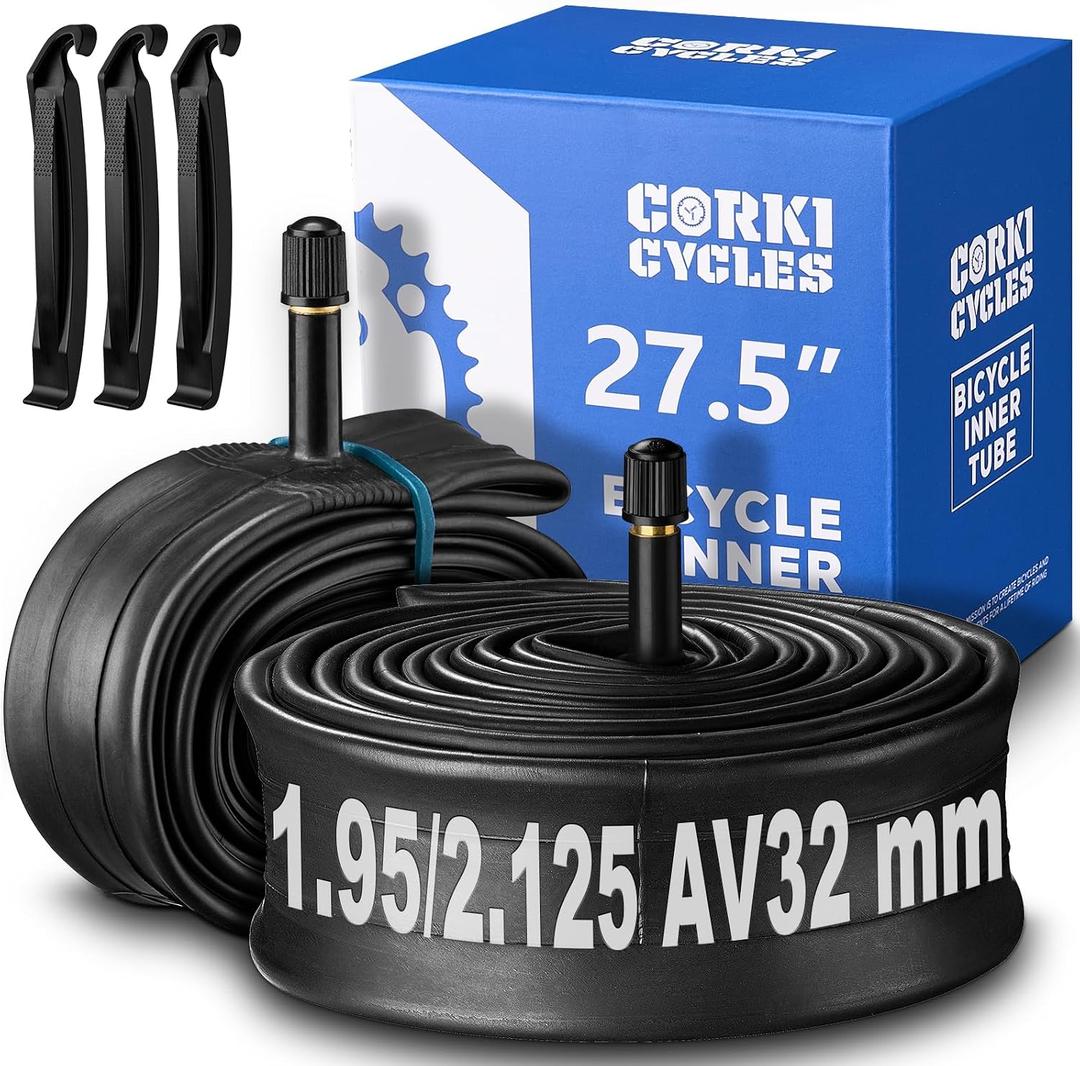 Corki Cycles 27.5 Mountain Bike Tube 27.5 x 1.75 1.9 1.95 2.0 2.1 2.125 2.2 2.25 2.3 2.35 2.4 Presta/Schrader Valve, Butyl Rubber 650B Bike Inner Tube 2 Pack