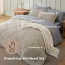 Bedsure King Size Comforter Set - 7 Pieces Reversible Beige Bedding, King Size Bed Set for All Seasons, Bed in a Bag with Down Alternative Comforter, Sheets, Pillowcases & Shams