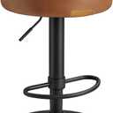 VASAGLE EKHO Collection - 360° Swivel Bar Stool, Height Adjustable Barstool with Storage, Synthetic Leather with Stitching, Mid-Century Modern, Kitchen Bar, Easy Assembly, Caramel Brown, 16.1"D x 16.1"W x 31.9"H