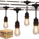 48FT Outdoor String Lights with 144LEDs Rope Light, Waterproof Outside Patio Lights,Shatterproof 24 Vintage Edison Bulbs Hanging Lighting for Porch Garden Backyard Cafe,2700K Dimmable