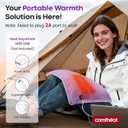 USB Plug-in Heating Pad for Travel Warmth Outdoors, Non-Rechargeable Small Heated Pad 5V Heat Therapy for Pain Relief Abdomen Cramps, 3 Heat Settings & Auto Shut Off (12"x 16") Purple