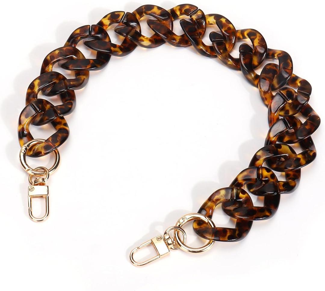 AIERSA Purse Charm Chain for Handbags,18in Short Bag Chain Strap for Purse,Acrylic Bag Shoulder Chains,Decorative Replacement Accessories Chains for DIY Crafts-Leopard Print