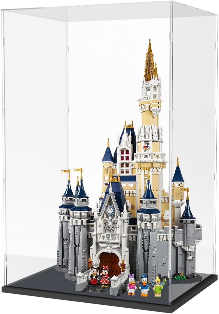 Clear Acrylic Display Case for Collectibles,31" Tall Dispaly Case for Lego Castle 71040 Toys Self-Assembly Large Display Box with Base Countertop Showcase for Figures,20.1x15x31.1 in