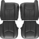 SecosAutoparts Driver & Passenger Bottom & Top Lean Back Dark Gray#692/69i Replacement Leather Seat Cover Compatible with Chevy Silverado Avalanche Tahoe Suburban GMC Sierra Yukon 2003 2004 2005 2006