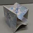 Marine Seashells Tissue Box Cover, Stars Coral Tissue Box Holder Square with Bottom Belt, Organizer Portable Decorative Facial Paper for Bedroom Dresser Night Stand Office Desk,5.2" x 5.2" x 5.2"