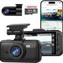 Miofive Dash Cam Front and Rear, 4K+2K Dual Dash Camera for Cars, Includes a 32GB Card, Built-in Wi-Fi, Bluetooth, GPS, Night Vision, HDR, 24-Hour Parking Mode, app Control, and Supports up to 512GB