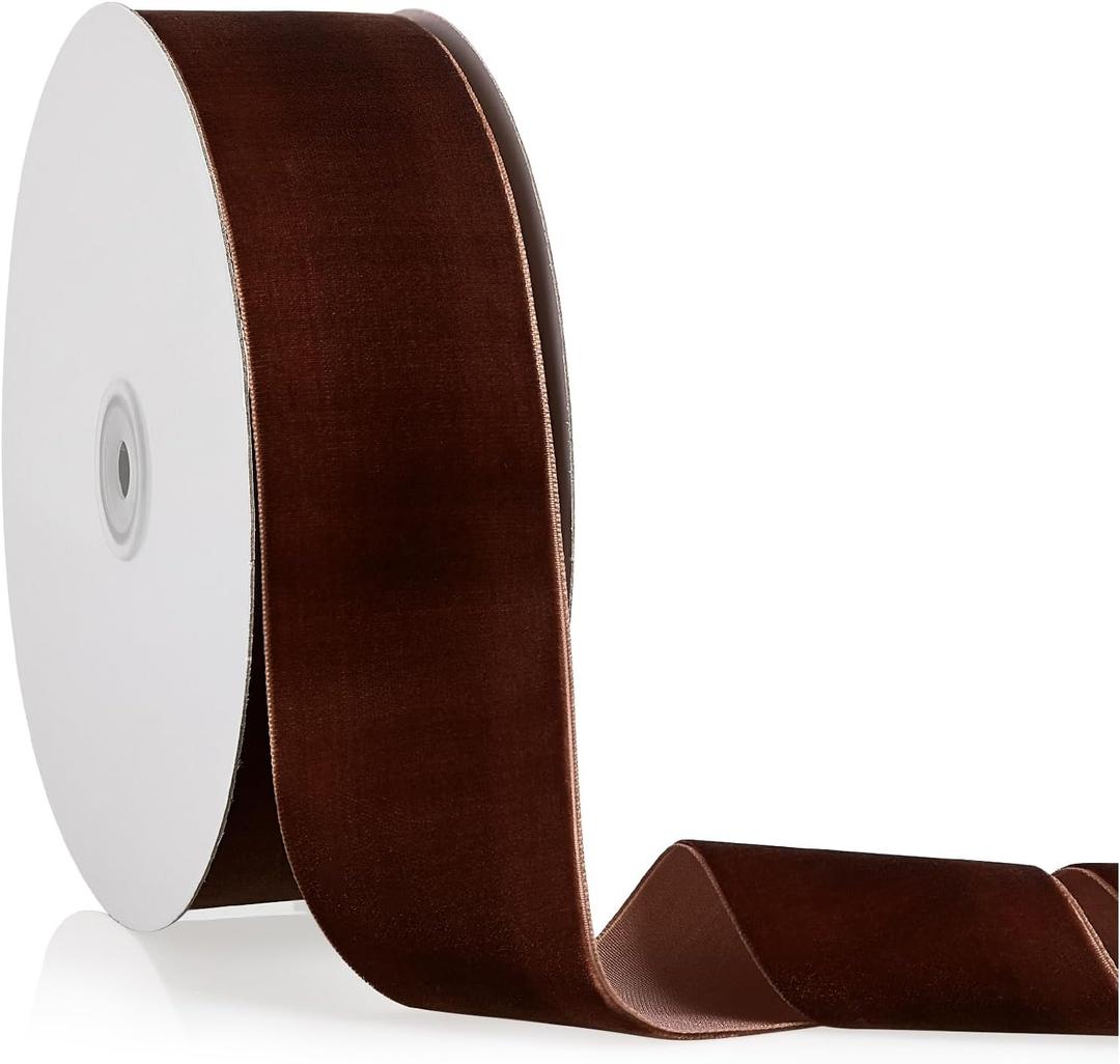 2" X 20 Yards Brown Velvet Ribbon for Christmas Tree Wreath Decoration Handmade Crafts Ornaments Gift Wrapping & Bow Making