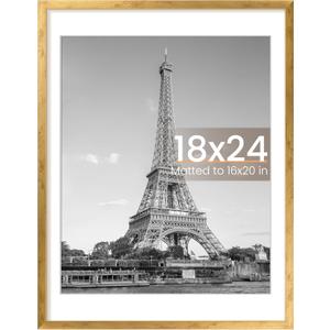 Upsimples 18x24 Picture Frame, Display Pictures 16x20 with Mat or 18 x 24 Without, Wall Hanging Poster Frames, Bronze, 1 Pack