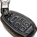 Vitodeco Genuine Leather Smart Key Fob Case Protector Compatible for Alfa Romeo Giulia, Stelvio, Tonale (2017 - 2025 Models) - 5-Button, Black