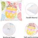 Feuille Happy Easter Throw Pillow Covers Set of 4 18x18 Inch Bunny & Eggs Spring Decorative Pillow Cases, Farmhouse Easter Decor for Sofa Couch Bed