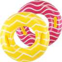 2 Pack Inflatable Pool Tubes with Handles, 39 Inner Tubes for Floating, Round Pool Float, Beach Swim Ring Floaties, Pool Party Toys for Teens Adults
