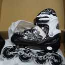 Kuxuan Boys Adjustable Inline Skates with Light up Wheels, Fun Illuminating Skates for Kids Girls Youth (Medium(Kids 13-3 US), Black Came)