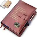 GALILEO® Double AA Big Book Cover & 12 Steps & 12 Traditions | PU Leather | Coin Holder | AA Book Covers for Hardcover | AA Gift | Alcoholics Anonymous (Serenity Prayer/Copper)