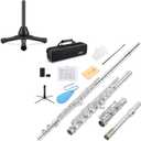 Eastar EFL-1S Closed Hole 16 Keys C Flute for Beginner Student,with Stand, Cleaning Kit, Case, Gloves, Tuning Rod, Fingering Chart, Silver Plated
