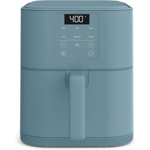 Bella 6 Qt Slim Air Fryer, Fits-anywhere Kitchenware, EverGood Ceramic Nonstick Coating, Adjustable Temperature, 6 Preset Cooking Options, 60 Min Auto Shutoff w Audible Tone, 5 Lb Capacity, Surf