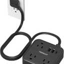TESSAN Surge Protector Power Strip Black, 5 Ft Flat Plug Extension Cord with 3 USB (1 USB C) 8 Outlets, 900J Surge Protection, 3 Sided Outlet Extender with Power Switch for Office, Dorm Room