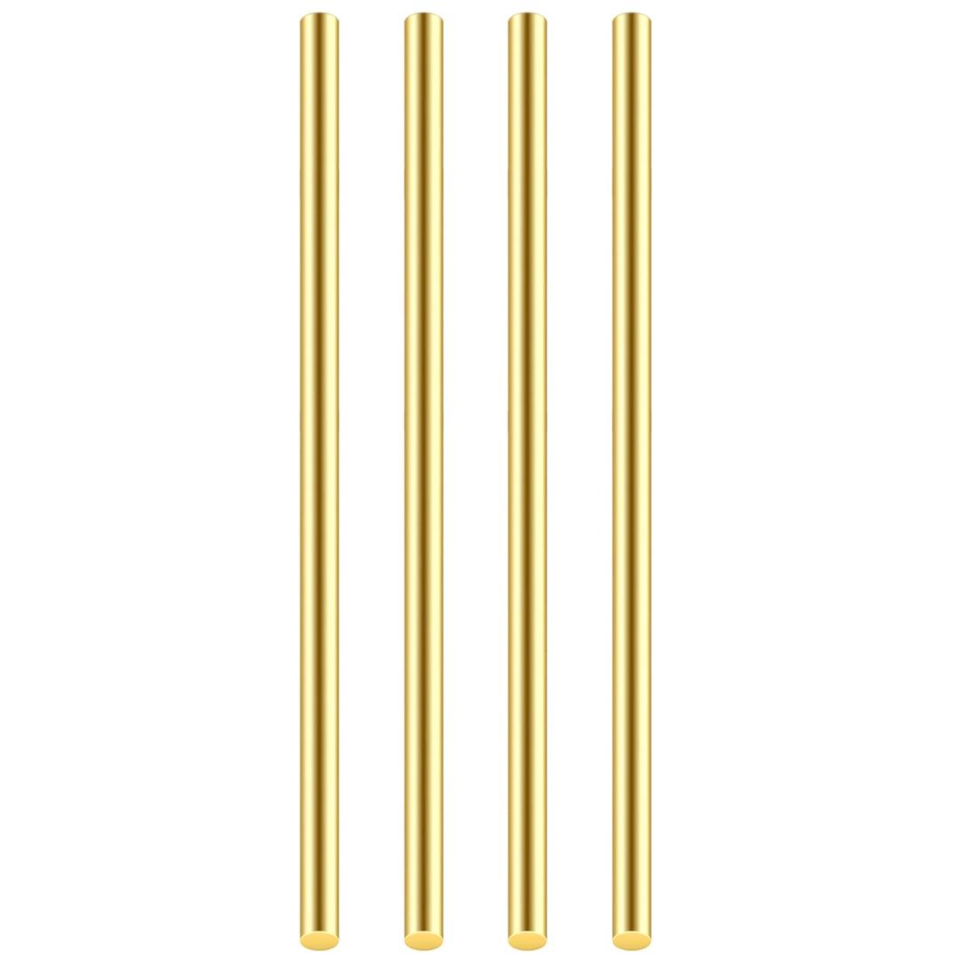 DYWISHKEY 4 Pieces 12 inches 15/64 inch/6.0mm Brass Rods, Brass Round Stock Lathe Bar Stock for DIY Craft Making, Handle Pin, Brass Rod 15/64 inch in Diameter, 12 inches in Length