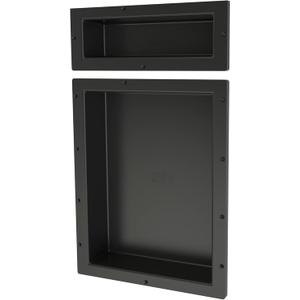 Redi Niche Double Niche Recessed Shower Shelf- Black, Two Inner Shelves, 16-Inch Width x 26-Inch Height x 4-Inch Depth