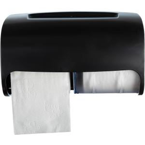 Commercial Toilet Paper Dispenser Wall Mount, Double (2 Roll) Locking Toilet Paper Holder (Black), Compact Two Roll, Side by Side Design Tissue Paper Dispenser (Dispensador de Papel Higienico Doble)