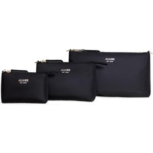 JuJuBe New 3-Piece Pouch Set, Diaper Bag Organizing Pouches, Convertible to Small Purse with Crossbody Strap, Zipper Cosmetic or Makeup Pouch, Large, Medium, and Small, Black, Mother's Day Gift