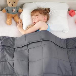 yescool Weighted Blanket 5 Pounds Cooling Weighted Lap Blanket, Grey Heavy Blankets, Washable Weighted Throw Blanket for 40-60lbs, 36"x48"