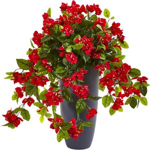 Nearly Natural 26in. Bougainvillea Artificial Plant in Planter UV Resistant (Indoor/Outdoor)