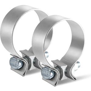 2.5 inch Exhaust Clamp, 2 PCS Narrow Band Muffler Clamps for Exhaust Pipe. (304 Stainless Steel)