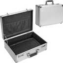 LOCKCURX File Organizer Storage Box - 16.9 x 12.2 x 6.3 Inch Large, Portable Locking Storage Totes with Dual Combination Locks for Cash, Documents & Valuables - Silver