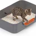 Suhaco Low Entry Litter Box for Senior Cats Extra Large Cat Litter Box with High Sides for Kitten, Anti Splashing & Easy to Clean for Indoor Cats Litter Pan (Gray)