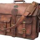 cuero Leather Messenger Bag for Men, 18 Inch Laptop Crossbody, Handmade Leather Shoulder Satchel Bag for Men, Full Grain Business Briefcase for Office/ Work/ Travel - Vintage Brown