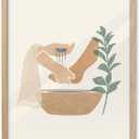 KensTro 16x20 Oak Framed Jesus Washing Feet Christian Wall Art