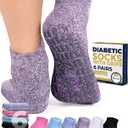Pembrook 6 Pairs Diabetic Ankle Socks for Men & Women with Grips - 12 Colors Neuropathy Socks for Men | Non Slip | Edema (Medium)
