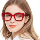 Oversized Reading Glasses for Women Thick Cat Eye Readers with Spring Hinges 1.0 1.25 1.5 1.75 2.0 to 4.0 (A Red)