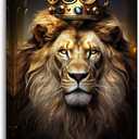 LZIMU Lion Canvas Wall Art Lion King with Gold Crown Poster Prints African Wildlife Paintings for Living Room Office Decor(Picture-4, (16.00" x 24.00"))