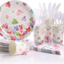 Birthday Plates and Napkins-168PCS Heart Plates Disposable Dinnerware Sets Birthday Party Supplies Serve 24,Birthday Party Decorations for Birthday Wedding-Colorful Paper Plates