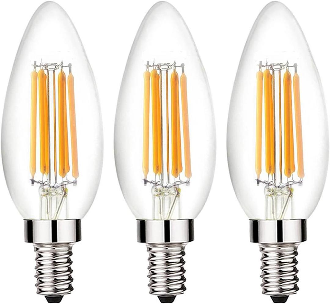 12 Volt LED Candelabra Light Bulb 12-24 Volt Warm White 2700K 60 Watt Equivalent, Low Voltage 12 Volt Light Bulbs E12 Candelabra Base LED Bulb, 3 Pack