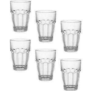 Bormioli Rocco Rock Bar Stackable Beverage, Set Of 6 Dishwasher Safe Drinking Glasses For Soda, Juice, Milk, Coke, Beer, Spirits  12.5oz Durable Tempered Glass Water Tumblers For Daily Use