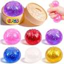 3  Pack Dumpling Squishy Mystery Box, 6 Color Glitter Dumpling Squishy Toys Pack, Dumplings Squeeze Fidget Toys, Squishies for Kids Party Favors Goodie Bag Stuffers Classroom Prizes