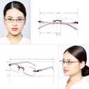 3-Pack Rimless Reading Glasses For Women, Lightweight Spring Hinge Readers, Classic Elegant Artistic Eyeglasses UV 400